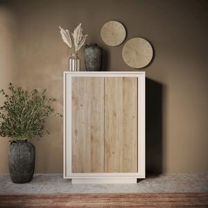 Luna Two Door High Sideboard - Cashmere and Cadiz Light Oak Finish by Andrew Piggott Contemporary Furniture