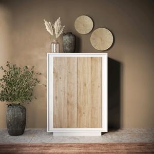 Luna Two Door High Sideboard - Matt White and Cadiz Light Oak Finish by Andrew Piggott Contemporary Furniture