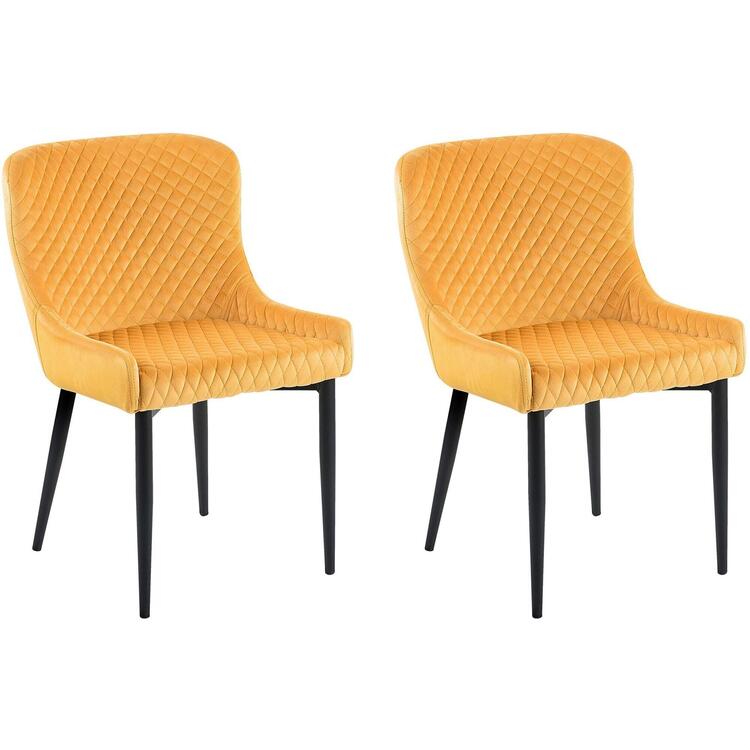 Set of 2 - Solano Diamond Stitch Curved Dining Chairs - Leather, Fabric ...