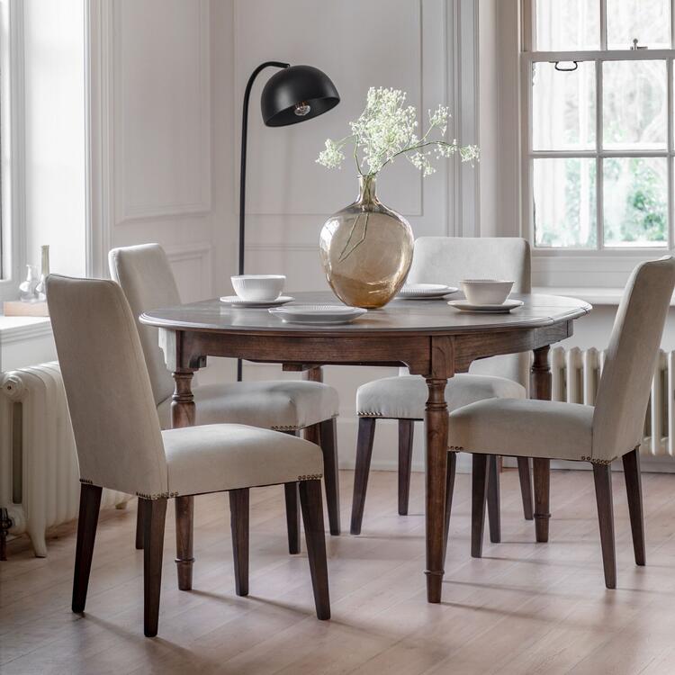 Madison Dark Wood Antiqued Extending Round Dining Table | Dining tables