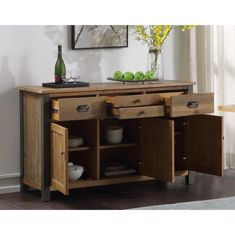 Urban Elegance 3 Door 4 Drawer Sideboard Reclaimed Wood and Aluminium ...