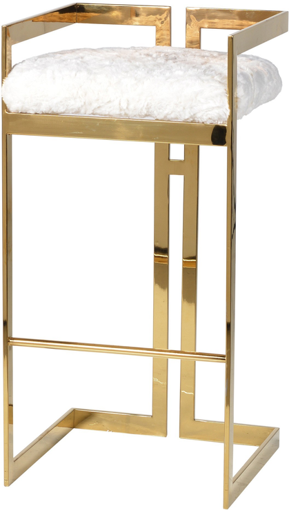 Bar Stool Polished Brass With Furry White Seat Stools Bar Stool Polished Brass With Furry White Seat
