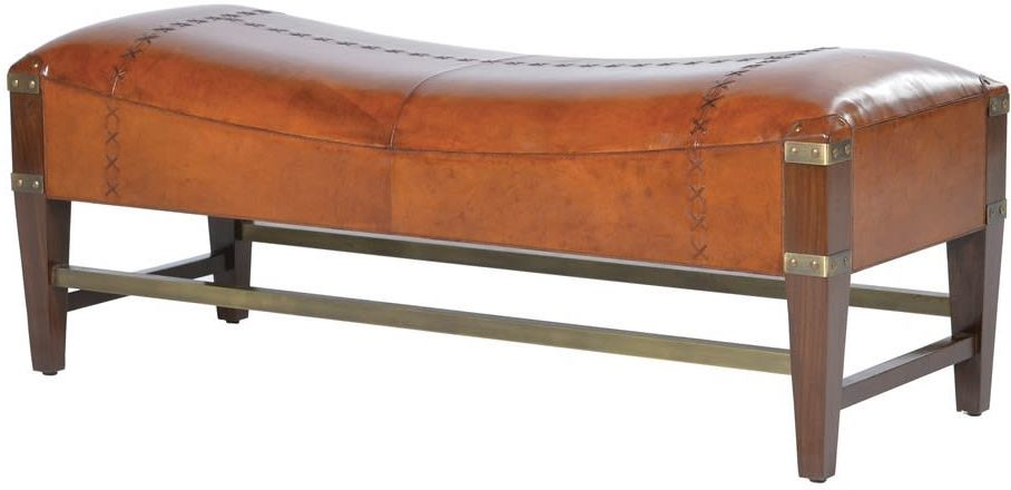 Tan Leather And Wood Bench Benches, Tan Leather Bench