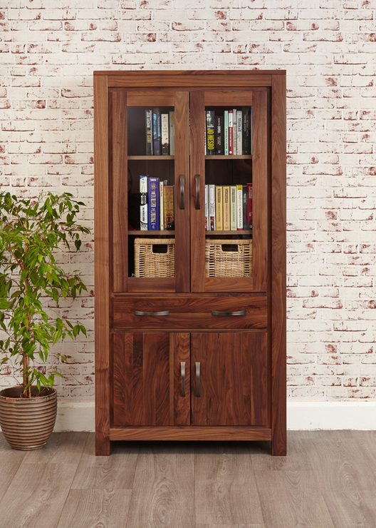 Mayan Walnut Large Glazed Bookcase Rustic Bookcases And Shelves