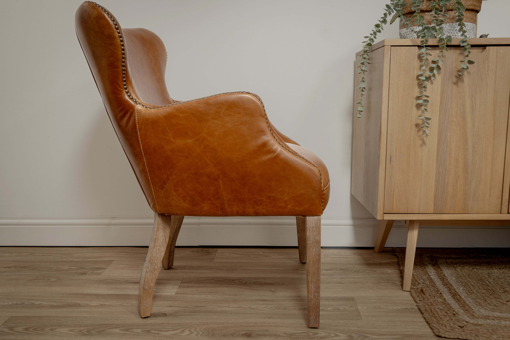 Orange brown store leather chair