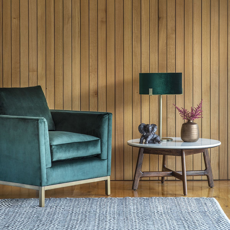 Barcelona Mid-Century Round Walnut Coffee Table with White Marble Top ...