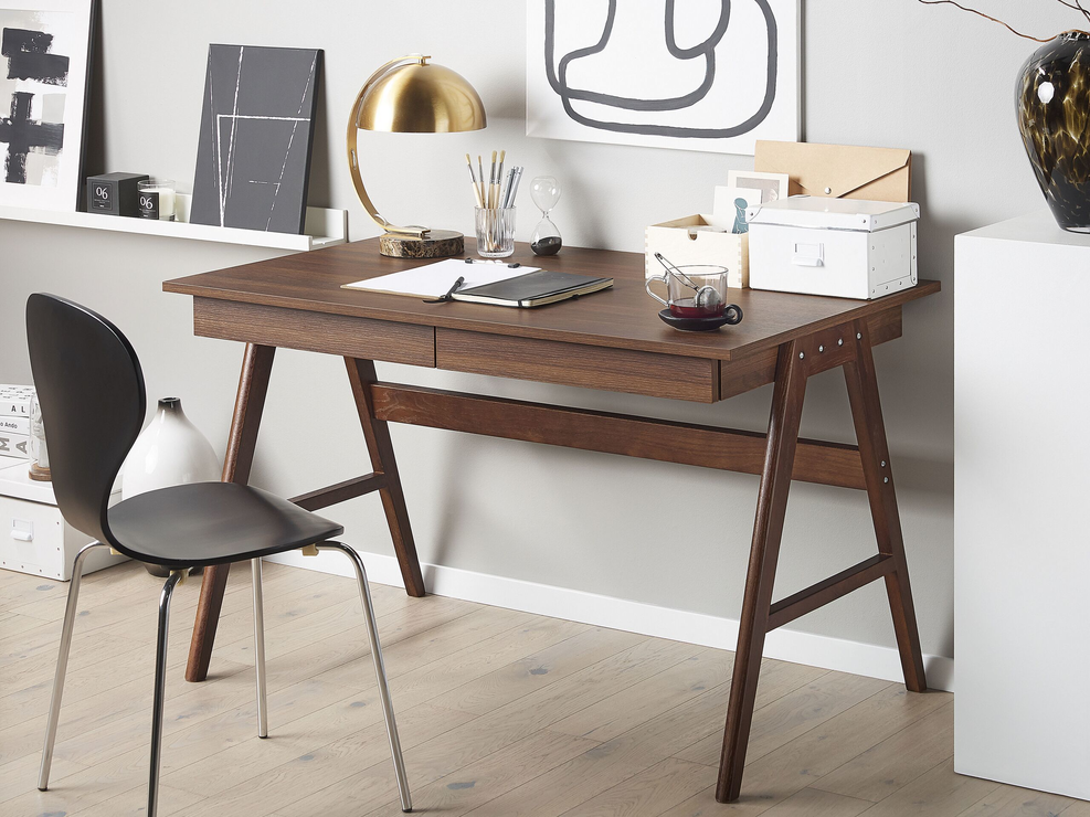 Sheslay Modern 2 Drawer Office Desk - Dark or Light Wood | Office desks