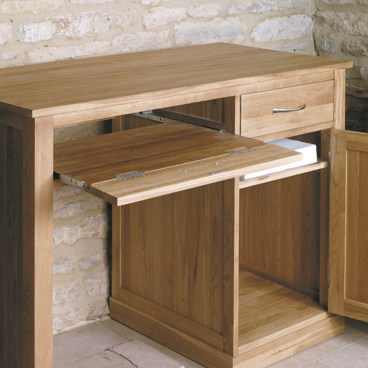 Oak computer desk with 2024 keyboard tray