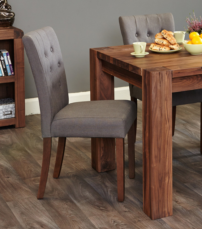 Slate Grey Upholstered Dining Chair, Walnut And Grey Dining Table Chairs