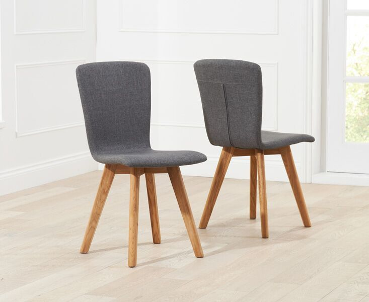 Staten Charcoal Fabric Retro Dining, Grey Fabric Dining Chairs Wooden Legs