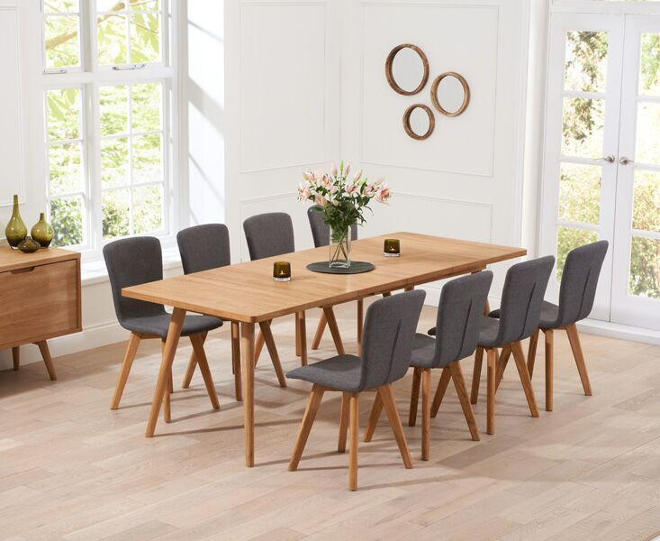 Staten Charcoal Fabric Retro Dining, Charcoal Dining Chairs With Oak Legs