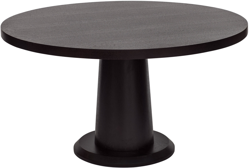 Ancora Dark Wenge Oak Round Dining, Black Round Pedestal Table