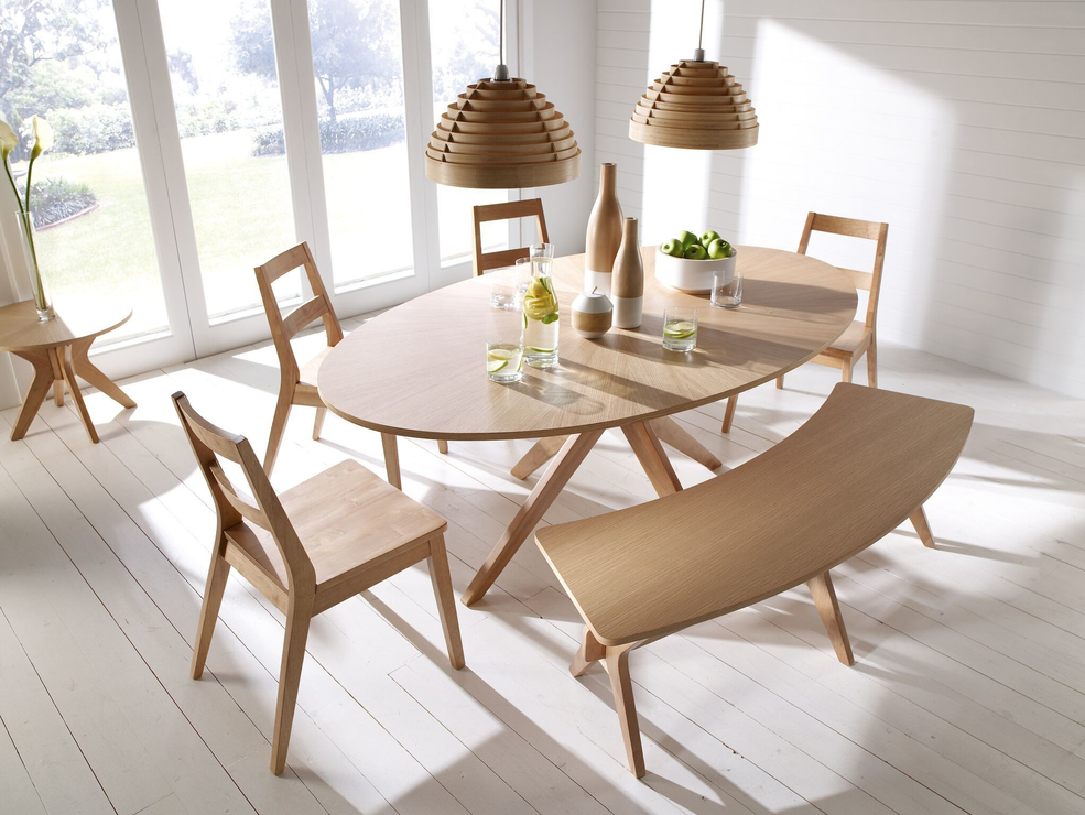 Svena Scandi Light Oak Dining Table, Oak Wood Dining Table Chairs