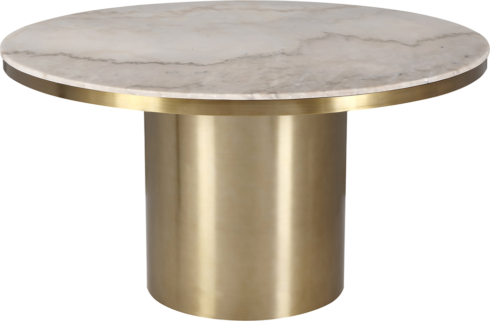 Camden Round Dining Table White Marble, Round Marble Dining Table Brass Base