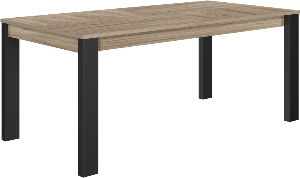 Clay Extending Dining Table 180 237cm, Light Wooden Dining Table With Black Legs