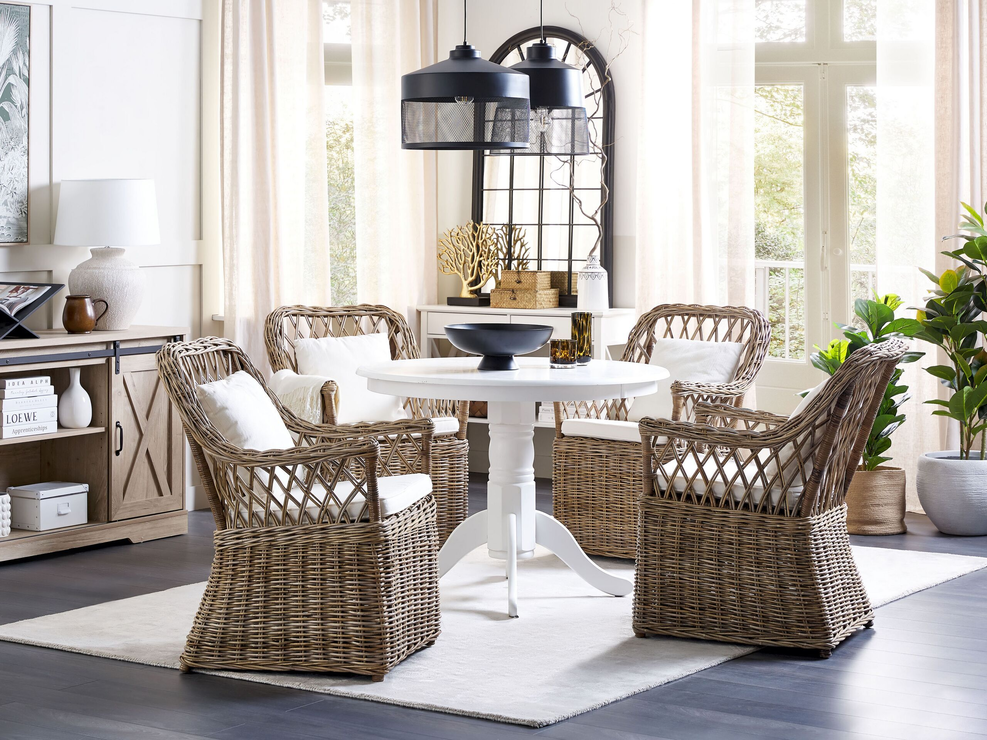 Coastal wicker deals dining chairs