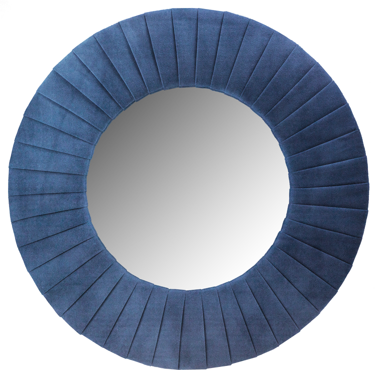 Piaggi Navy Blue Velvet Round Mirror, Navy Blue Round Mirror