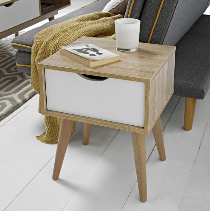 Scuna Lamp Table With Drawer Side Tables, White Lamp Table With Storage
