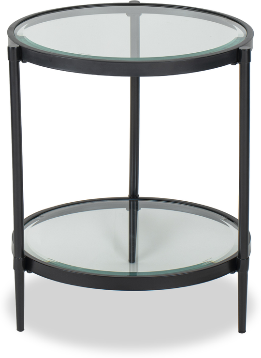 Adlon Round Glass Side Table In Dark, Round Glass Bedside Table
