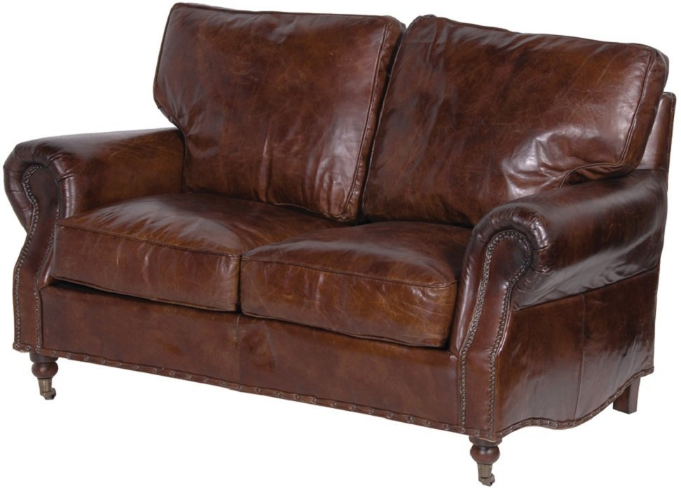 Crumpled Brown Leather Two Seater Sofa, Brown Leather Two Seater Sofa Bed