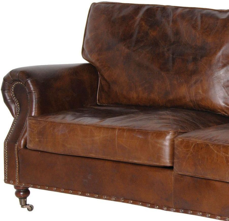 Crumpled Brown Leather Three Seater Sofa Sofas