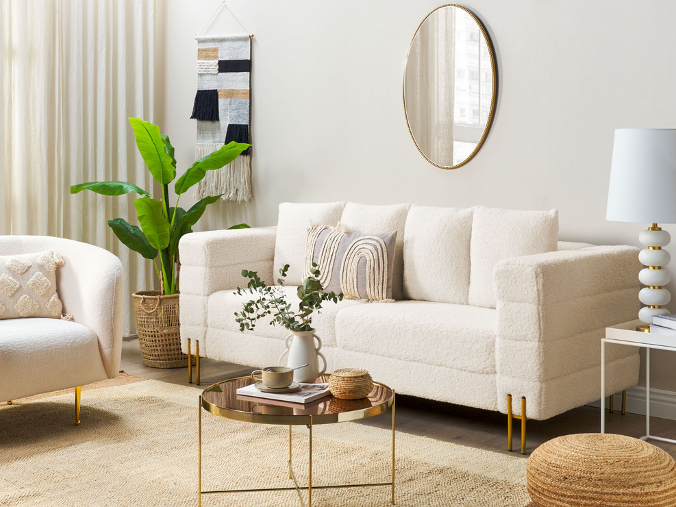 Brown and store white sofa