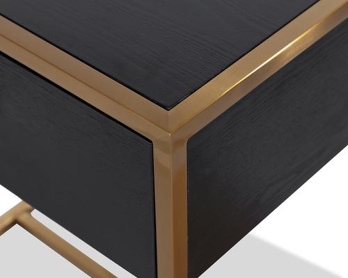 Holman Bedside Table - Black Ash & Brass or Polished Steel  image 4