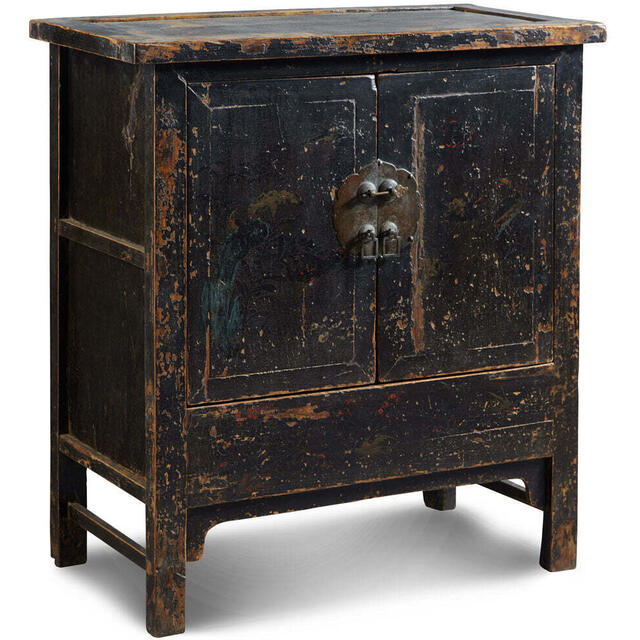 Antique Side Cabinet in Black Lacquer