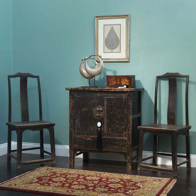 Antique Side Cabinet in Black Lacquer image 2