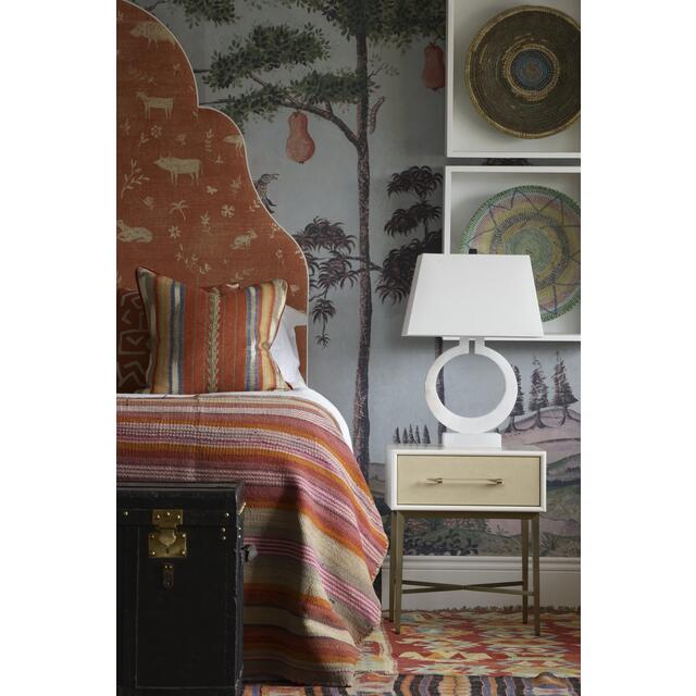 Alice Elegant Faux Shagreen Bedside Table with Single Drawer & Antique Brass Legs image 2