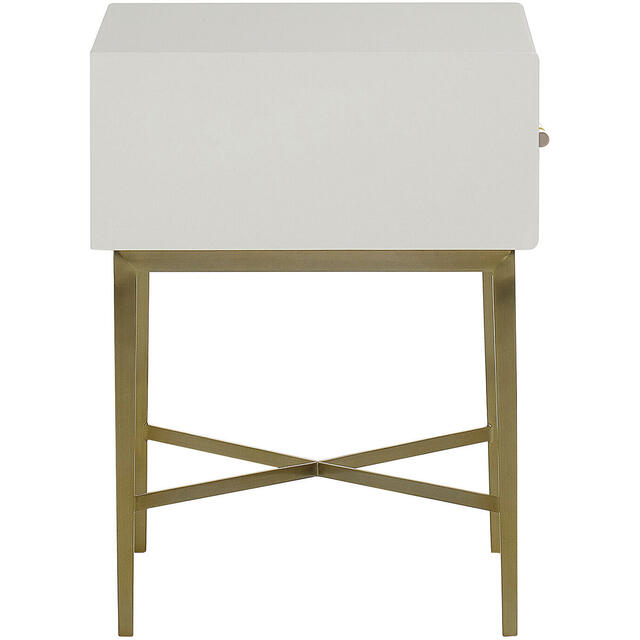 Alice Elegant Faux Shagreen Bedside Table with Single Drawer & Antique Brass Legs image 5