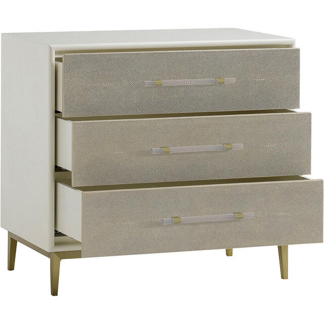Alice Large Bedside table in Ivory Shagreen with 3 Drawers image 2
