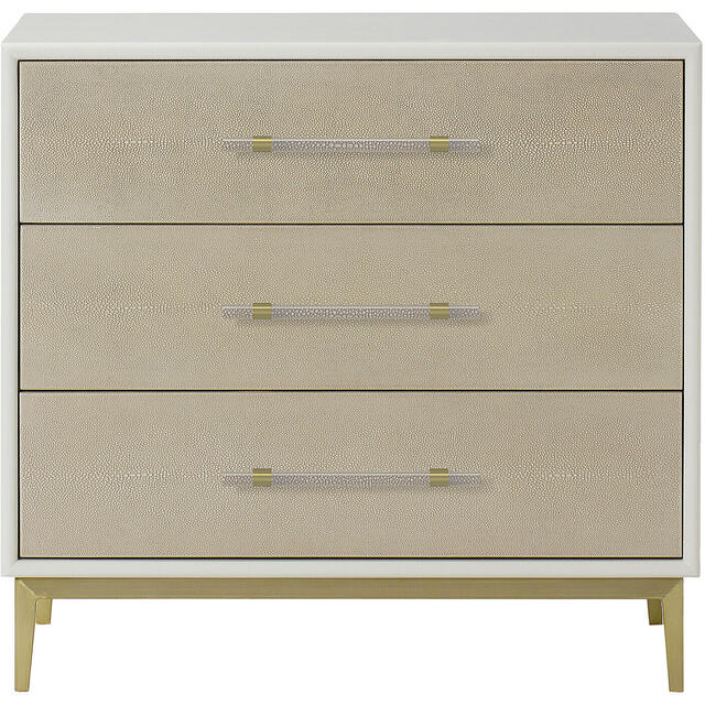 Alice Large Bedside table in Ivory Shagreen with 3 Drawers image 4