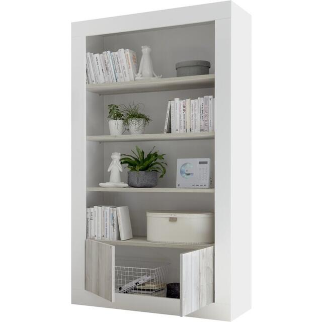 Como Two Door/Four Shelf Bookcase - White Gloss and White Pine Finish image 8