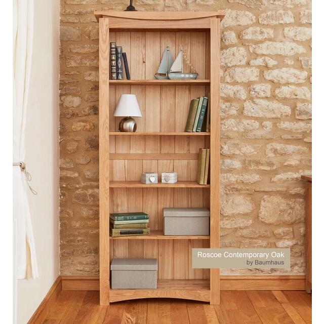 Roscoe Contemporary Oak Large Bookcase 5 Shelves