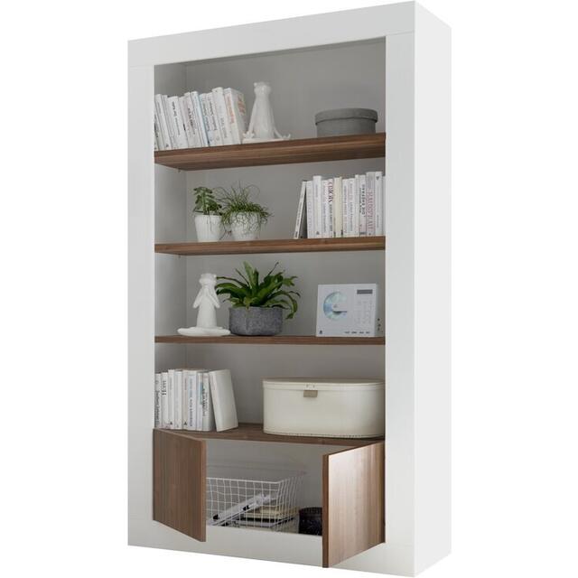 Como Two Door/Four Shelf Bookcase - White Gloss and Anthracite Finish image 5