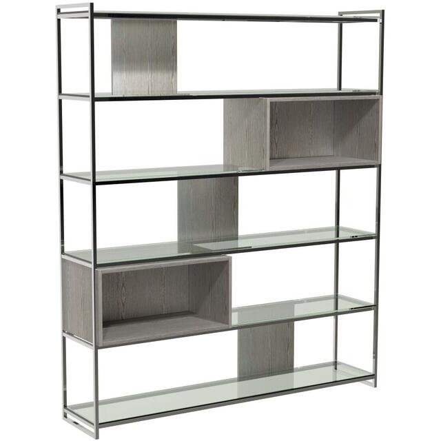 Federico High Modern Bookcase - Black or Grey Oak and Metal | Bookcases ...