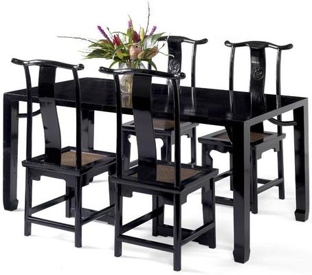 Chinese Yoke-Back Wooden Armchair - Black Lacquer image 2