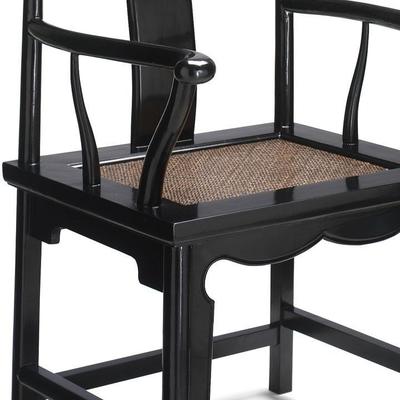 Chinese Yoke-Back Wooden Armchair - Black Lacquer image 4