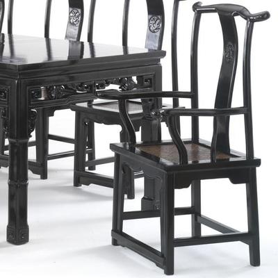 Chinese Yoke-Back Wooden Armchair - Black Lacquer image 5
