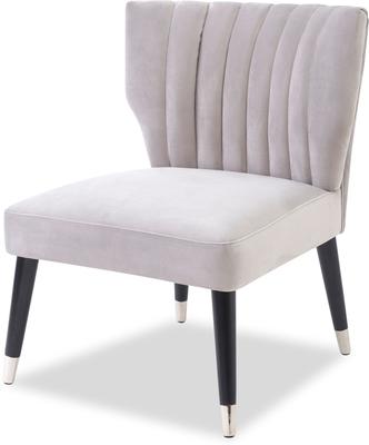 Agatha Fog Grey Velvet Occasional Chair with Black Legs