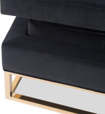 Altro Black Velvet Angular Occasional Chair with Polished Brass Frame image 4
