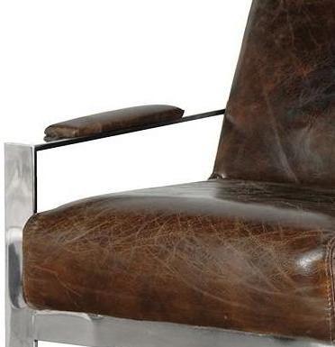 Leather and Stainless Steel Retro Armchair image 2