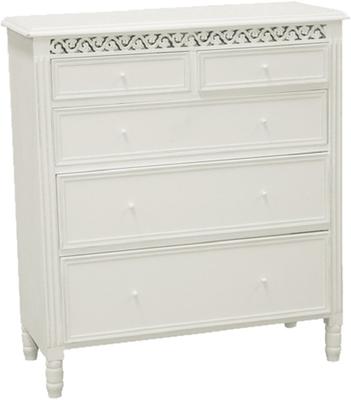 Traditional White Wood Two Over Three Chest of Drawers