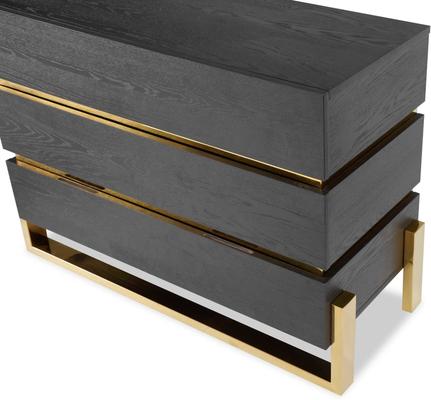 Enigma Chest Of 3 Drawers - Black Ash & Brass Detail image 3
