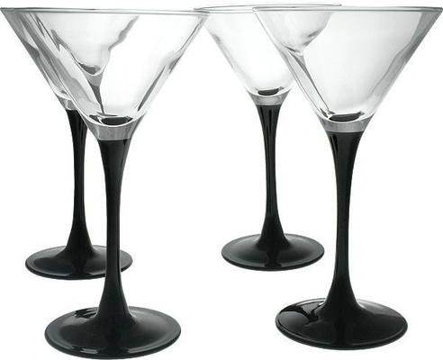 Black Stem Cocktail Martini 260ml Glasses - Set of 4