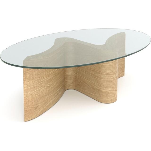 Tom Schneider Serpent Medium Curved Wood Coffee Table with Oval Glass Top 135 x 85cm image 5