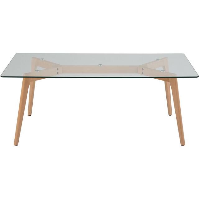 Hudson Modern Rectangular Beechwood Coffee Table with Glass Top ...