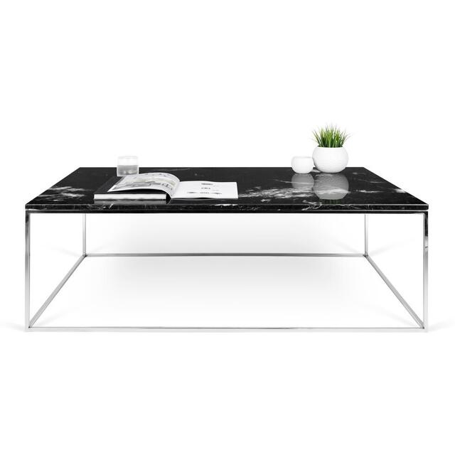 Gleam Rectangular Coffee Table Black Marble or Wood Top image 13