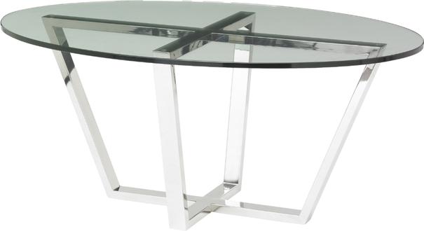 Brenzette Oval Glass Coffee Table with Polished Steel Legs